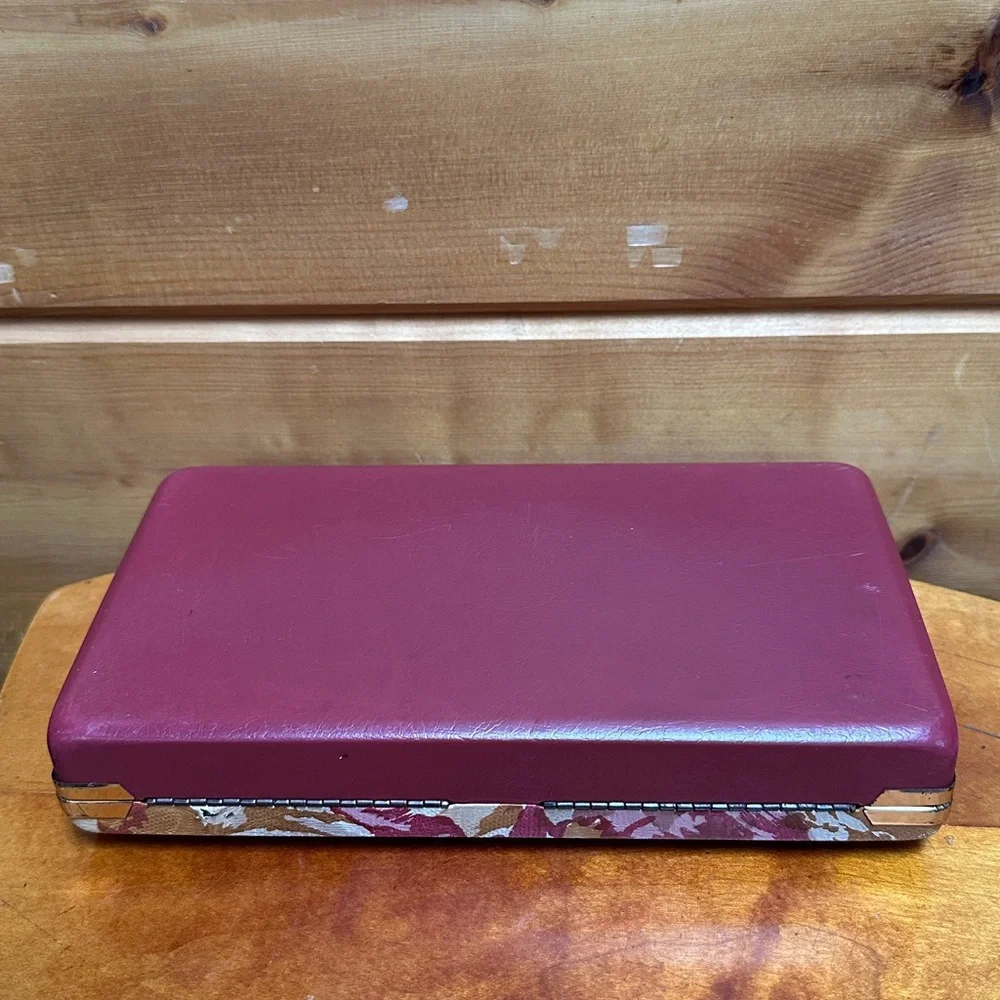 Vintage Floral Jewelry Ring holder Case Organizer with Goldtone Accents